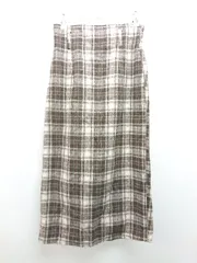 ◇ natural couture チェック柄 バックスリット おしゃれ ガーリー ロング タイト スカート サイズF ブラウン レディース E  【1309040046115】