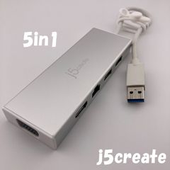 j5create // JUD380 USB 3.0 / 5in1ミニドック / USBハブ( VGA / HDMI / LAN / USB×2 )【1115】