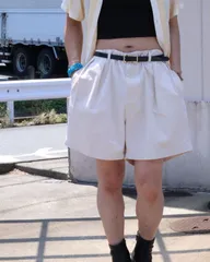 1990s Polo by Ralph Lauren 2tuck wide classic chino shorts écru ANDREW 90s ラルフローレン 2タック ワイド クラシック チノ ショーツ ハーフパンツ W42 アイボリー エクリュカラー