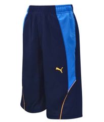プーマPUMAジュニアACジャージハーフパンツ★紺xブルー100サイズ