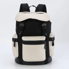 極美品 コーチ パフォレイテッド ミックスド マテリアル テレイン トレック バックパック レザー リュックサック A4 メンズ ESE BJ3-1【中古】