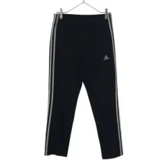 アディダス ロゴ刺繍 3ライン ロングジャージパンツ M ブラック×ホワイト adidas レディース