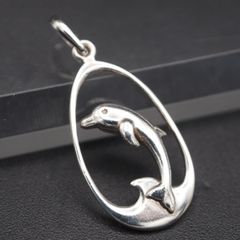 A098 ヴィンテージ 935刻印 ペンダント トップ イルカ ドルフィン デザイン シルバー チャーム ヘッド