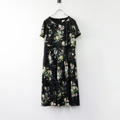 【値下げ】大きいサイズ 定価29700円 2024SS ローズティアラ Rose Tiara 51016306 フロッキードットワンピース 40/ブラック【2400014196665】