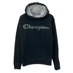 Champion ロゴ スウェット パーカー S ブラック チャンピオン 刺繍 ロゴ 袖ワンポイント ワッペン 裏起毛 古着卸 アメリカ仕入 a708-6083