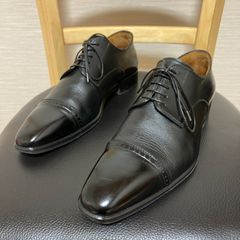 サントーニ Santoni 靴 24cm 黒 ビジネスシューズ 外羽根式 本革 レザー 男性用 メンズ イタリア製 5 F