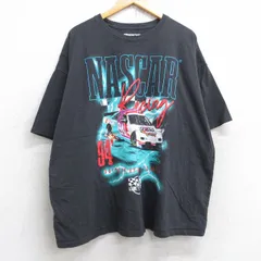 XL/古着 半袖 Tシャツ メンズ NASCAR レーシングカー 大きいサイズ コットン クルーネック 黒 ブラック 25aug29 中古