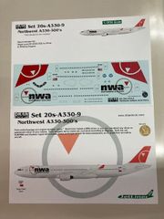 DRAWデカール  #20-A330-9 ノースウエスト航空 A330-300 1/200 スケールデカール