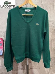 70'S 糸巻きタグ USA製 IZOD LACOSTE Vネック アクリル ニット セーター 緑 S メンズ グリーン ラコステ ヴィンテージ