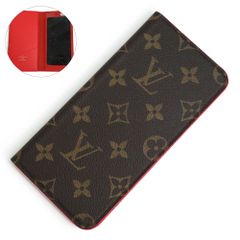 ルイ ヴィトン iphone6+ フォリオ 携帯 スマートフォンケース モノグラム ルージュ ブラウン レッド 赤 茶 M61630 箱付 LOUIS VUITTON（中古）