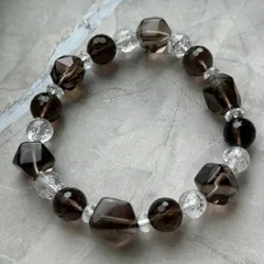 【B072】リラックス🍀スモーキークォーツブレスレット16-17cm