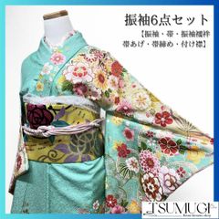振袖6点セット】 金彩 牡丹 薔薇 振袖 振袖帯 着物 094a p - メルカリ