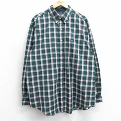 XL/古着 ラルフローレン チャップス 長袖 ブランド シャツ メンズ 90s ロング丈 ボタンダウン 緑他 グリーン チェック 25mar25 中古 トップ