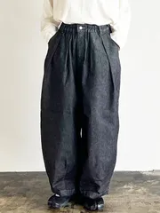 HARVESTY ハーベスティ ブラック デニム サーカスパンツ レディース メンズ ブランド タック ダーツ 綿 100% BLACK DENIM CIRCUS PANTS バルーン 日本製 A12410-19