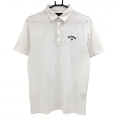 キャロウェイ 半袖ポロシャツ 白 花柄織生地  メンズ L ゴルフウェア Callaway
