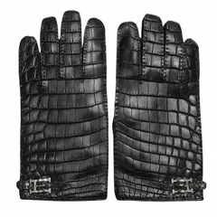 HERMES 革 レザー 手袋 グローブ 黒 ブラック シルバー 8ハーフ M HERMES 革 レザー 手袋 グローブ 黒 ブラック シルバー 8ハーフ