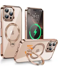 ★FONKCASE iPhone16 Pro 用 ケース Magsafe対応 カメラコントロールボタン【CDリング・スタンド一体】角度調整可能 ストラップホール付 いphone16 Pro 用 ケース 6.3インチ（デザートチタニウム）