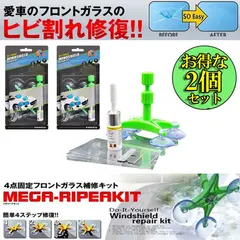 【即納】フロントガラス 2点セット リペアキット 傷 ひび割れ補修 飛び石 傷 修理 穴埋め 固定補修 小さな損傷飛び石 修復 
