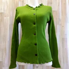 MAYSON GREY メイソングレイ フリル襟ニットカーディガン M オリーブグリーン 綿100%