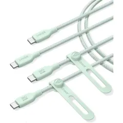 【新品・3営業日で発送】ANKER アンカー Anker 543 エコフレンドリーナイロン USB-C ＆ USB-C ケーブル 1.8m 2本セット グリーン(B80E6061)