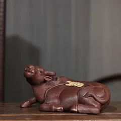 牛 ウシ 干支 干支飾り 紫砂 置物 オブジェ 精密細工 縁起物 運勢アップ インテリア オフィス 玄関 恋愛運 開運 お守り 魔除け 幸運 金運 健康運 インテリア リビング