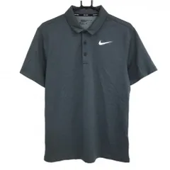 【美品】ナイキゴルフ 半袖ポロシャツ ネイビー×グレー 織生地 DRY-FIT メンズ M ゴルフウェア NIKE