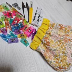 ハンドメイド バネポーチ 金口 巾着 小物入れ No.207