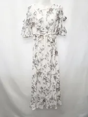 ◇ ⊂ MERCURYDUO マーキュリーデュオ 花柄 半袖 ロング ワンピース サイズＭ ホワイト系 レディース E  【1507160004538】
