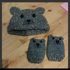 next 1～2y くまさん ニット帽子 手袋