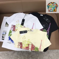 【今日WTO】Dior パリ街景絵画柄 丸首ショートスリーブ T シャツ-FS44