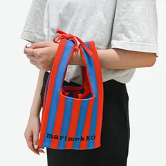 新品 マリメッコ marimekko トートバッグ ハンドバッグ KNITTED MINI TOTE MERIROSVO メリロスヴォ ブルー レッド 94144 094144 530 北欧雑貨 北欧デザイン
