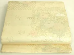 平和屋着物＊夏物　六通柄袋帯　草花文　金糸　正絹　逸品　DAAR6731cm
