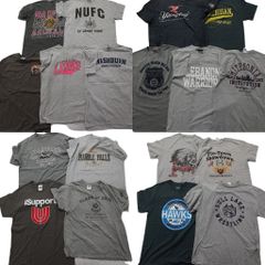 古着卸 まとめ売り グレー ボディ プリント 半袖Tシャツ 18枚セット (メンズ M ) チームロゴ 英文字 ワンポイント 中古 古着 NA6952
