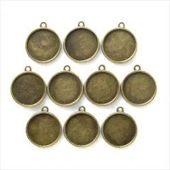 ミール皿【a30 アンティーク】10個セット 両面タイプ ラウンド 型枠 モールド UVライト ストラップ キーホルダー チャーム クレイ ネックレス ペンダント ハンドメイドアクセサリーパーツ