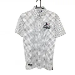 フィラゴルフ 半袖ポロシャツ 白×ネイビー ドット ボタンダウン メンズ L ゴルフウェア FILA GOLF
