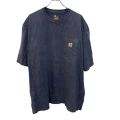 carhartt 半袖 ロゴTシャツ 3XL チャコール プルオーバー ポケット付き ストリート カーハー古着卸 アメリカ仕入 a705-5600