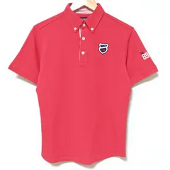 日本製◎夏に映える鮮やかカラー！【PEARLY GATES】パーリーゲイツ 半袖 ポロシャツ ゴルフ ウェア 赤 レッド ワッペン 刺繍 ロゴ GO 89 PG 鹿の子 襟付き シンプル 無地 スポーツ トレーニング メンズ サイズ 3 /M33891jS