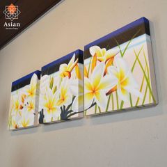 絵画 インテリア 花 アートパネル 3枚 花の絵 北欧 壁掛け 玄関 おしゃれ アート 絵 大型 大きい ハワイ アジアン バリ 3連 (2)