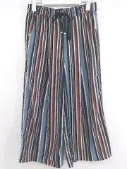 ◇ JEANASIS ジーナシス ストライプ ウエストゴム イージーパンツ サイズF グレー系 ブラック マルチ レディース P  【1301170004850】