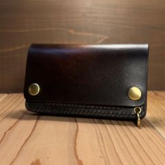 ミドルトラッカーウォレット｜国産ヌメ革 アンティークダークブラウン｜TWM01-KN-DB01