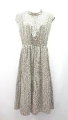 ◇ OLIVE des OLIVE ウエストゴム 花柄 裏地 プリーツ ノースリーブ ロング丈 ワンピース サイズM イエロー レディース E  【1309040069176】