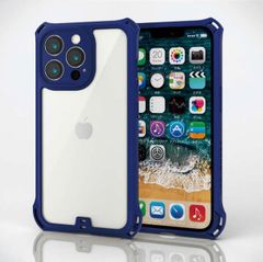 iPhone 13 Pro 用 ZEROSHOCK フレームカラー ケース カバー ハイブリッドケース ゼロショック 極み 極限保護 ネイビー PMCA21CZEROFCNV