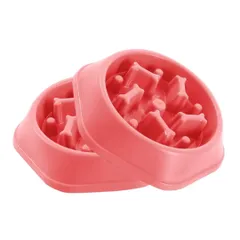（Reina4) 早食い防止 ペット用 フードボウル 食器 犬 獣医監修 ペット 健康管理 中型犬 大型犬 猫 ダイエット 洗い替え 2個セットくすみカラー 吐き戻し 喉詰まり防止 スロー (ピンク) [ピンク]