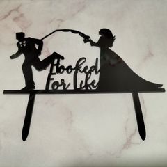 ケーキトッパ― ウェディング 釣り シルエット 花嫁 花婿 結婚式 記念日 パーティ ユーモア
