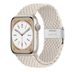 スターライト_41mm 40mm 38mm コンパチブル Apple Watch バンド 無段階に調整なステンレスバックルブレイデッドソロループベルト ファッションで快適な伸縮性で通気性の良いストラップ アップルウォッチシリーズ 8 7 6 5 4 3 SE
