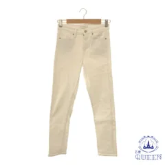 ☆美品☆ UNIQLO JEANS ユニクロ パンツ デニム スキニー ストレート チャック付き ポケット付き シンプル レディース ホワイト 24 901-9865 送料無料 古着