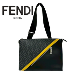 【未使用品】FENDI フェンディ ダイアゴナル メッセンジャーバッグ グレーファブリック メンズショルダーバック 7VA470