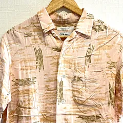 (^w^)b reyn spooner レインスプーナー  x ジャーナルスタンダード アロハシャツ ハワイアンシャツ  柄シャツ 総柄 開襟シャツ フロントボタン 半袖 胸ポケット 薄手 レトロ 古着 レーヨン100% 男女兼用 ピンク メンズ サイズS