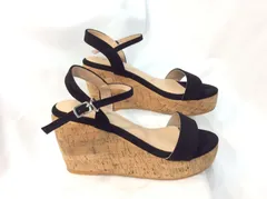 サンダル ウェッジソール 厚底 大人かわいい シューズ レディース 夏 ブラック オープントゥ スエード 美脚 靴 女性 23.5cm ヒール9cm ハイヒール かかとあり ウェッジヒール ストラップ おしゃれ di172n1