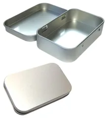 新品 【2個セット】95x60x22 mm ブリキ缶 ミニボックス 収納ボックスミニ メタル収納ケース 蓋付き アクセサリーケース ミニ缶ケース 小物入れ 小分け容器 パーツボックス DIY手作り用品 (シルバー x 2ケ)